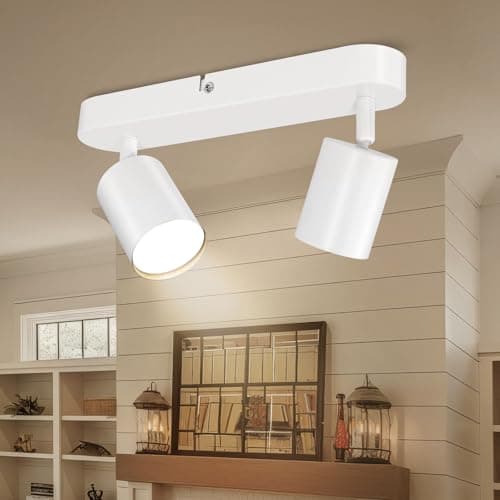 Image of Ketom Rotatable Spotlights - 2 Way Adjustable Modern GU10 Ceiling Spot Lights for Kitchen, Bedroom, Hallway, Living Room - White - Bulb Not Included