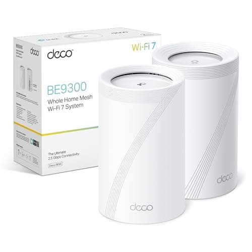 Image of TP-Link Deco BE65(2-pack) BE9300 Mesh WiFi 7, Tri-Band Seamless AI Roaming, Mesh System with MLO,2,5 Gbps Ports, 4K-QAM, VPN Encryption,APP Control, Google Home, Alexa, HomeShield