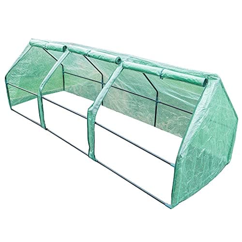Image of Garden Gear Cloche Plant Cover, Portable Mini Greenhouse, Outdoor Grow Polytunnel Plants & Vegetables Protection with Zipped Windows & Steel Frame (Extra Long Apex Cloche)