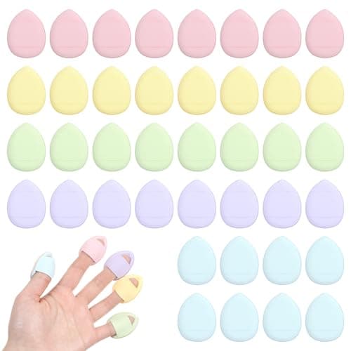 Image of Giantree 40Pcs Mini Makeup Puff, Mini Finger Powder Puff, Triangle Makeup Puff for Foundation Setting Sponge for Women Girls Cosmetic Setting Wet Dry