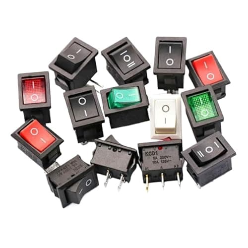 Image of 5pcs KCD1 21X15mm 3Pin Boat Rocker Switch 6A 250VAC 10A 125VAC Push Button Switch Black Red(3P2T red)