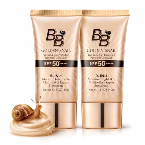Image of 2PCS BB Cream Tinted Moisturiser & Sunscreen SPF 50+,BB Cream Light & Medium,Gold Snail Hydrating Face Moisturizer for Women,Tinted SPF & Foundation for All Skin Types,Full-Coverage(Natural Color)