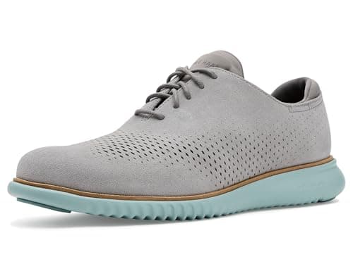 Image of Cole Haan Men's 2.Zerogrand Laser Wingtip Oxfords, Ultimate Gray Suede/Ironstone, 7 Wide