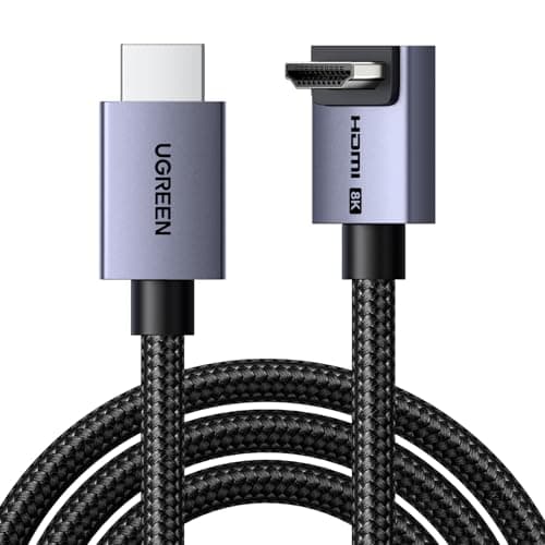 Image of UGREEN HDMI 2.1 Cable 10K 8K@60Hz 4K 1440P@240/120Hz 48Gbps Ultra High Speed eARC Dolby Atmos Vision HDR VRR HDCP 2.3 90-Degree Right Angled Compatible with PS5,Xbox,Laptop,Monitor,TV,Soundbar,PC(1M)