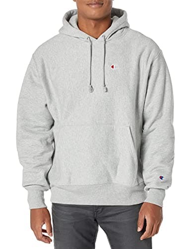 Image of Champion Men's Reverse Weave Hoodie Hoody, Oxford Gray/Left Chest C Logo, M UK