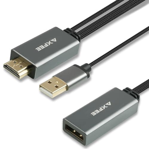 Image of AXFEE HDMI to DisplayPort Cable, 4K@60Hz Displayport to HDMI Monitor Cable, Hdmi Source to Displayport Converter Adapter, High Speed HD Male to DP Female Compatible with Devices with hdmi Output Port