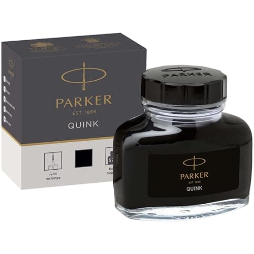 Image of Parker Fountain Pen Ink Bottle | Black QUINK Ink | 57 ml Fountain Pen Refill