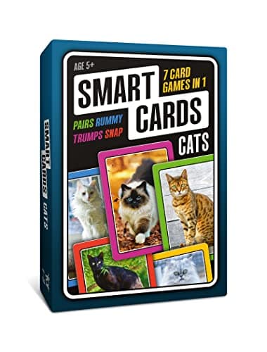 Image of SMART CARDS Cats, Gift, Stocking Filler, Travel Game, 7 games in 1, Pairs, Snap, Trumps, Rummy, Memory Quiz, Learn Facts, Age 5+, 1-8 Players