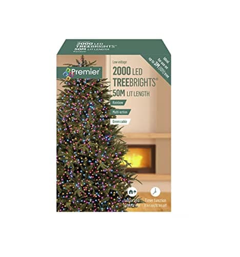 Image of Premier 2000 LED Treebrights, 50m Lit Length, Rainbow Multi-Action Lights with Timer Function, Low Voltage, Green Cable, Indoor and Outdoor Use