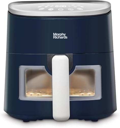 Image of Morphy Richards 4L Digital Air fryer with Viewing Window, Family Size, Energy Saving, Touch Screen, 8 Presets, Non Stick Basket, 1300W, Midnight Blue, 480010
