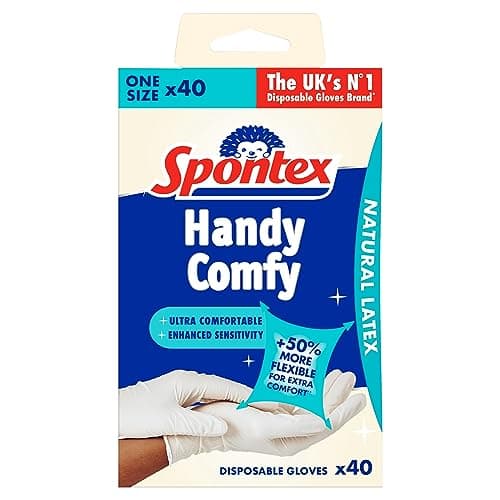 Image of Spontex 40 Handy Comfy Disposable Gloves | One Size | Flexible for Extra Comfort