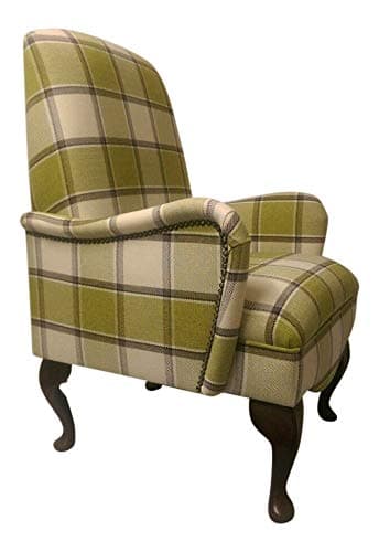 Image of Metro Furniture Small Bedroom Chair - Shabby Chic Lime Green Alderney Check/Tartan