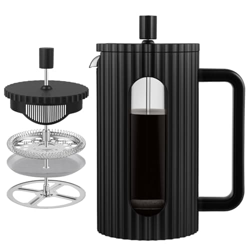 Image of wedrink French Press Coffee Maker Cafetiere 600ml/21oz French Press Caffettiera Brewer Tea Maker with Heat Resistant Borosilicate Glass Stainless Steel Filter Black