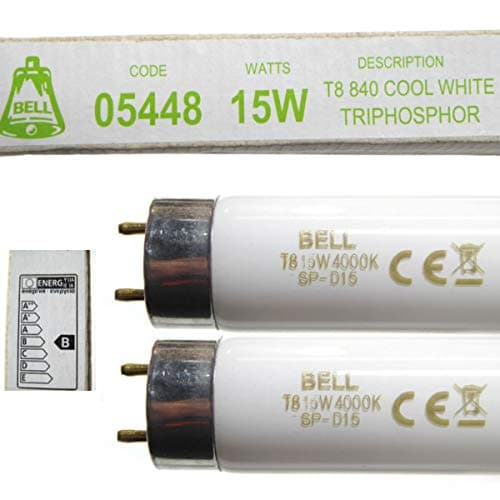 Image of Bell Lighting 2 Pack of 15W T8 450mm 18" Fluorescent Tubes Cool White 4000k 05448