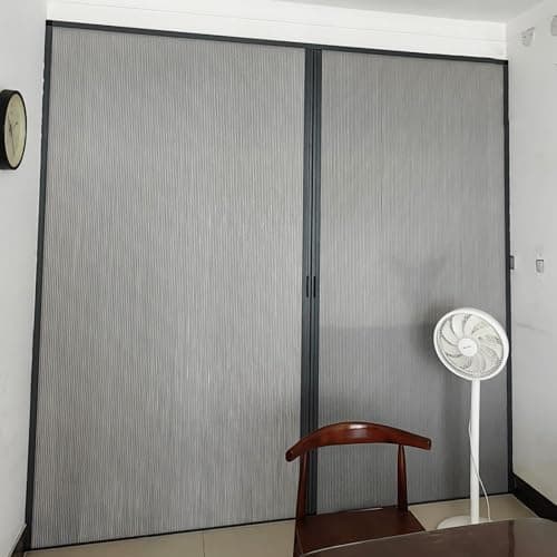 Image of RENLXFI Concertina Door Gray Folding Door Single Double with Aluminum Frame & Honeycomb Panel, Interior Room Divider Accordion Door for Wardrobe Study Room Pantry Doorway(70x190cm/27.5x75in)