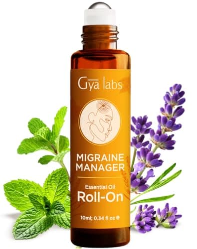 Image of Gya Labs Migraine Essential Oil Roll on - Migraine Relief Stick Roller, Fast Comfort for Head Tension, 100% Pure and Natural, Blend with Peppermint Oil, Self Care Relaxing Gifts for Women (10ml)