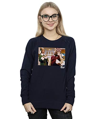 Image of Absolute Cult Elf Women's Christmas Store Cheer Sweatshirt Navy Blue XX-Large