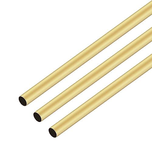 Image of iMeistek 3Pcs Brass Tube, 300mm Length 7mm OD 0.2mm Wall Thickness Seamless Straight Brass Round Tube for Home, Gardening Decoration, DIY Crafts