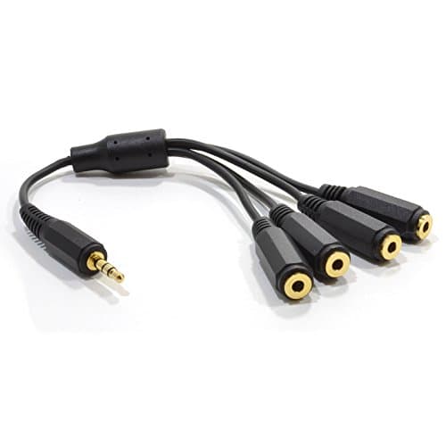 Image of kenable 4 Way Jack Splitter 3.5mm Stereo Jack Plug to FOUR Sockets Cable 20cm
