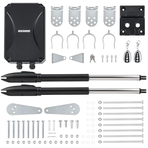 Image of CO-Z Automatic Dual Swing Gate Opener 600kg, Electric Gate Opener for Doors up to 5.5 m or 300kg per Wing, Driveway Home Garden Swing Gate Opening System for Double Gates Kit with Remote Control