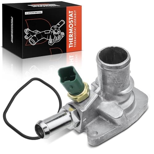 Image of Frankberg 1x Engine Coolant Thermostat Housing with Gasket Compatible with 500 312 2007-2020 169 2007-2012 KA RU8 2008-2016 Ypsilon 2009-2020 Replace# 55202371