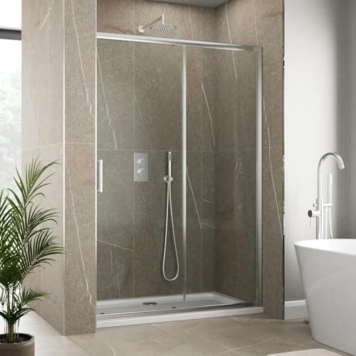 Image of Luxura® 1200mm Sliding Shower Door Screen for Wet Room Cubicle Enclosures, 6mm Toughened Safety Glass, Framed, Reversible, Polished Chrome