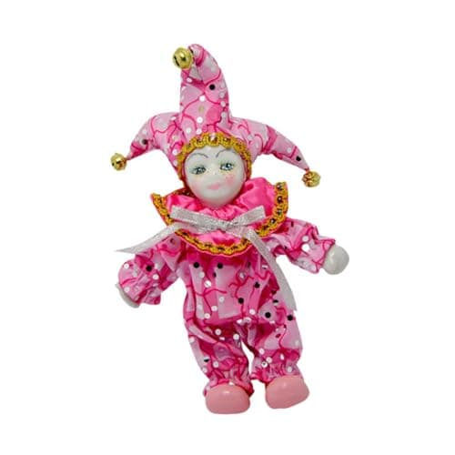 Image of QUILSTM Porcelain Clown Doll Toy Figure Charming Halloween Ornaments Collectible Meticulously Hand Painted To Showcase Every Detail Clown Doll Angle Model Porcelain Triangel