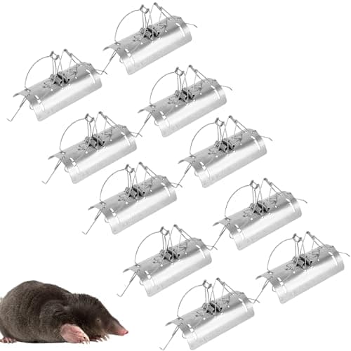 Image of REPELEM Flat Bottom Tunnel Mole Trap Reusable Mole Traps, Rust-Free Garden Protection Humane Vole & Mole Killer, Powerful Mole Deterrent | Large, Pack of 10