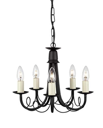 Image of 5 Bulb Chandelier Hanging Pendant Light - Black/Gold - LED E14 60W Bulb