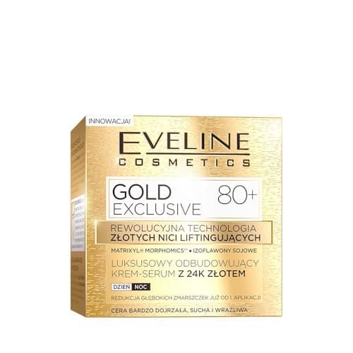 Image of Eveline Cosmetics Gold Lift Expert Gold Exclusive 80+ Luxury Rejuvenating Cream-Serum with 24k Gold, Anti-Aging & Lifting Treatment, 50 ml