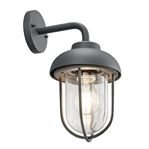 Image of Britalia Anthracite Grey Outdoor Vintage Swan Neck Down Lantern Wall Light | 1 x E27 Lamp Bulb Required (Not Included) | IP44 Exterior Rated | Garden & Patio