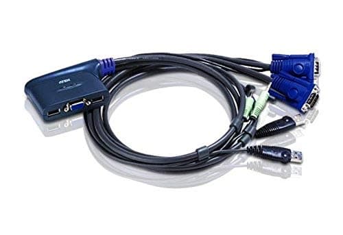 Image of ATEN USB VGA/Audio 2-Port Cable KVM Switch (1.8m) CS62U (2048 x 1536; DDC2B), Computer Selection via hotkey and USB mouse, support Windows, Linux, Mac, Sun, UK, 1 KVM Market Leader