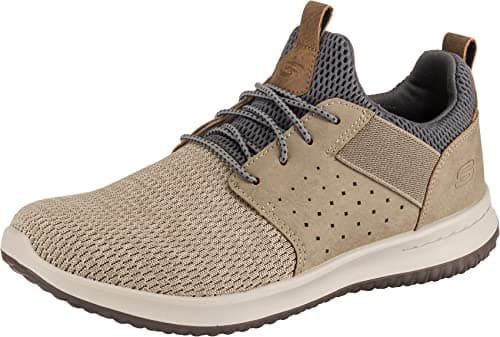 Image of Skechers Men's Delson Camben Trainers, Taupe Mesh W Synthetic, 8.5 UK