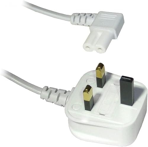 Image of Mr. Gadget's Solutions® Right Angle Figure Fig of 8 IEC C7 Mains Power Lead Cable for Laptop, TV, LED, Skybox, Sky plus HD box Power Cord UK Plug White – 2m