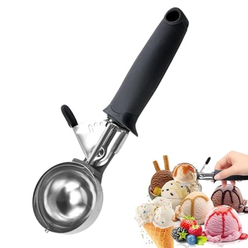 Image of Ice Cream Scoop – Stainless Steel Fruit Scoop with Trigger Release – Ergonomic Handle for Easy Serving – Ideal for Ice Cream, Melon, Sorbet, Cookie Dough