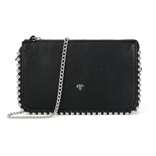 Image of AFKOMST Women’s Small Crossbody Bag, Chain Strap Shoulder Handbag with Studded Detail, Vegan Leather Evening Purse for Party & Travel