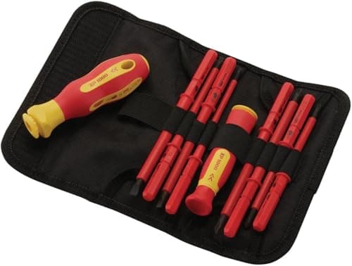 Image of 10pcs VDE Insulated Electricians Screwdriver Set with Rubber Handle in Hard Case | Interchangeable | Magnetic Tips | 1000V | Ideal for Electrical, Home and DIY Projects