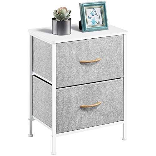 Image of Yaheetech Vertical Chest of Drawers, Fabric Storage Wardrobe Cabinet with 2 Drawers for Living Room/Bedroom/Hallway/Nursery, Light Grey
