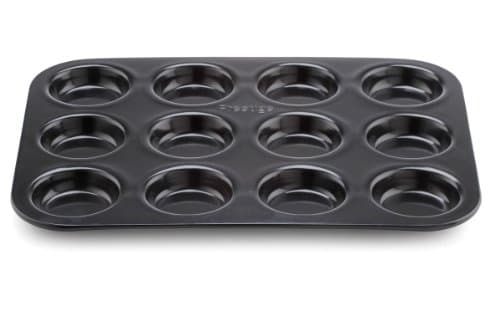Image of Prestige Inspire Bakeware Bun Tin, 12 Cup - Black