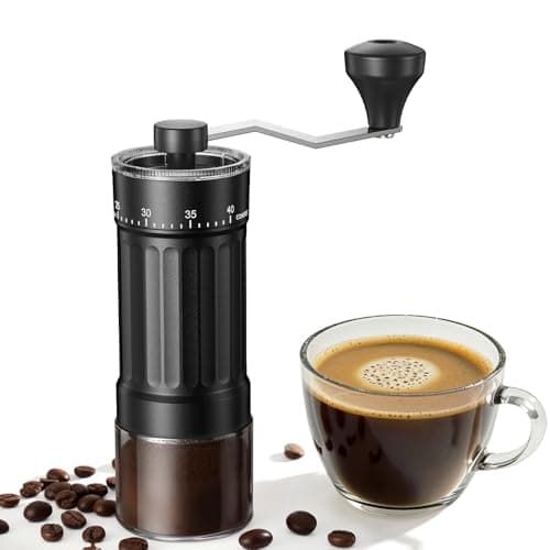 Image of Mini Manual Coffee Grinder with 40 Adjustable Settings, Portable Hand Coffee Bean Mill with 30g Capacity, Conical Burr Coffee Grinder with Crank for Travel, Camping, Office, Espresso, Pour Over, etc