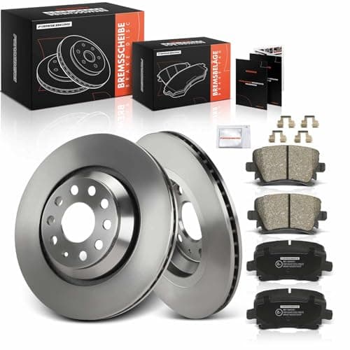 Image of Frankberg Brake Kit incl. 2x Brake Disc + 4x Brake Pad Rear Compatible with Golf VI 5K1 Superb II Estate 3T5 Leon 5F1 Leon ST 5F8 Replace# 1K0698451,8E0698451F