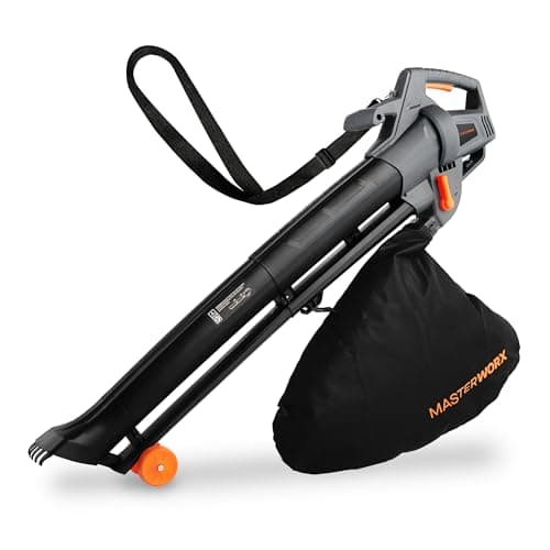 Image of MasterWorx 3000W Leaf Blower Vacuum & Mulcher, 3-in-1 Corded Electric Garden Leaf Blower & Vacuum, 10:1 Mulching Ratio, 35L Collection Bag, 10m Cable & Shoulder Strap for Lawn, Patio & Driveway