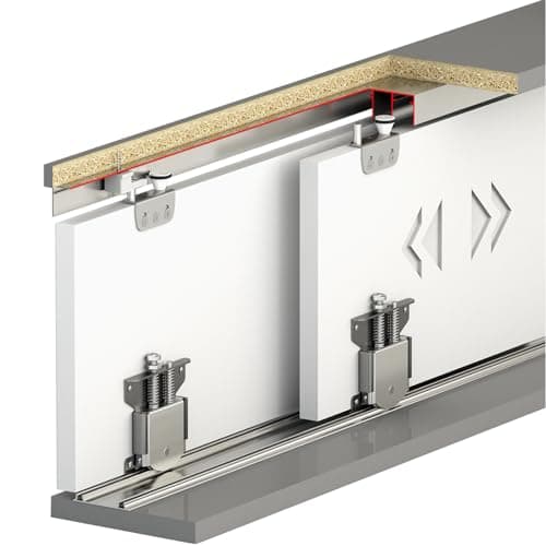 Image of Decoranddecor Sliding Wardrobe Door Track Kit Ball Bearing Smooth Operation (1.2m Set for Two Doors)
