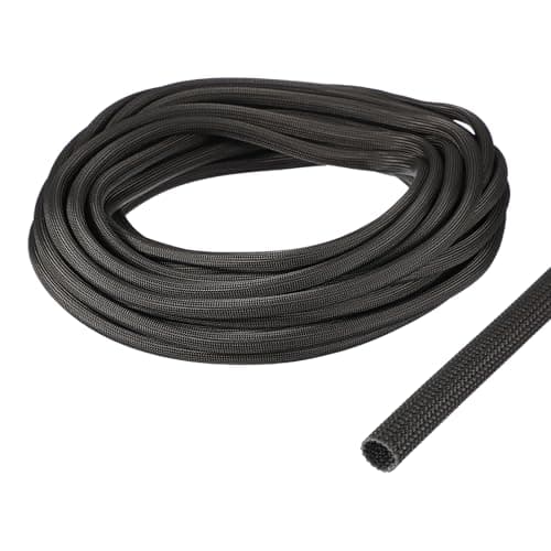 Image of sourcing map Insulation Cable Protector,6mm/0.24 Inch-10m/33 Feet High TEMP Fiberglass Sleeve Black