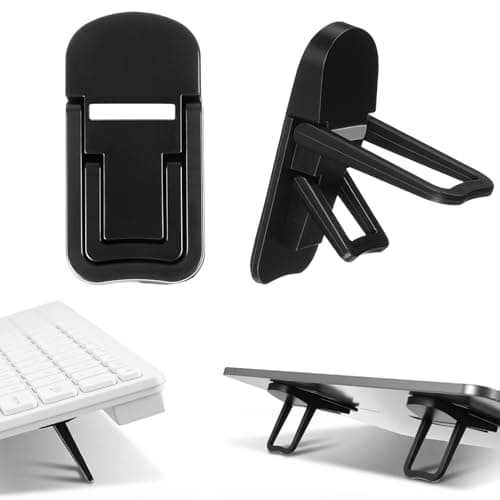 Image of Xinjoduz 2PCS Mini Portable Keyboard Riser, Adjustable Foldable Laptop Keyboard Stand with Dual Tilt Angle Settings, Self-Adhesive Invisible Computer Keyboards Stand and Notebook Lift for Desk(Black)