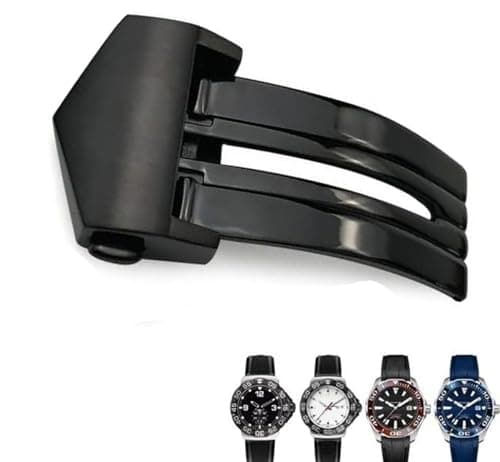 Image of YOLIONU Black Rose Gold Watch Clasp 316L Stainless Steel Deployment Buckle for Tag Heuer CARRERA AQUARACER for Men Bracelet(Preto)