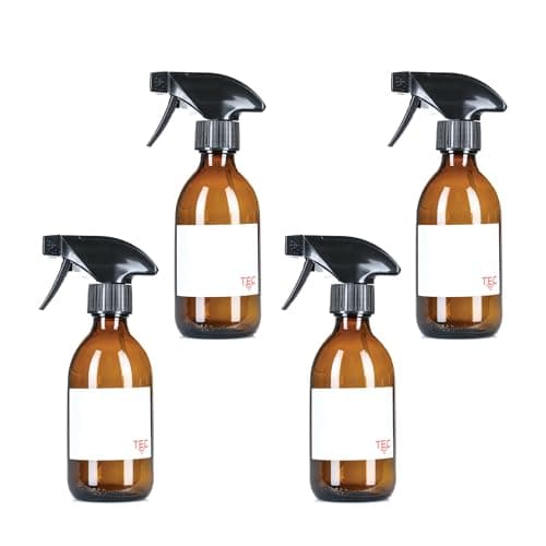 Image of TEC 250ml Spray Bottle Amber Glass 65% Recycled UK Made for Cleaning and Hair Water Oil Gardening Mist Essential Oils Recyclable with Labels Wrapped in Sustainable Paper (4)