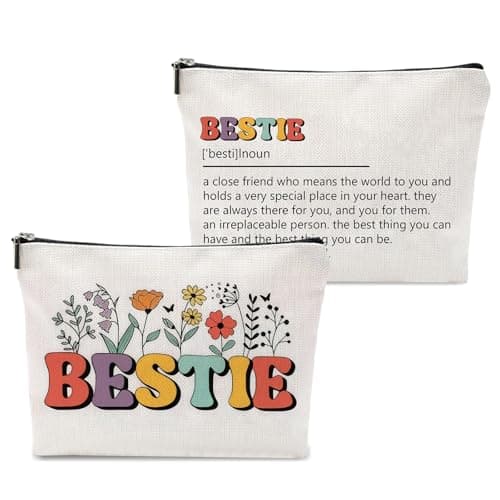Image of Gifts for Best Friends Women Birthday, Bestie Make Up Bag for Women, Portable Waterproof Cosmetic Bags with Zipper, Funny Friendship Gifts for Women Birthday, Girls, Sisters, Bestie