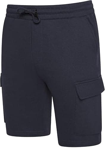 Image of Velvet Stitch Men’s Fleece Cargo Shorts with 5 Pockets – Cotton Blend Jogger Shorts with Drawstring Waist, Mid Rise Fit – Casual Gym, Lounge & Outdoor Shorts (UK, Alpha, XL, Regular, Regular, Navy)