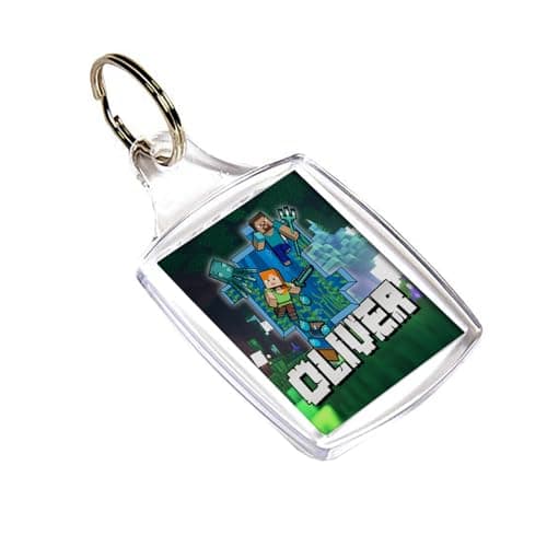 Image of Personalised ANY NAME Cool Pixel Art, Video Gamer Lover, Gaming Enthusiast, Gift for Kids, Back to School, MDF and Rectangle A5 Key Ring, Keychain. (A5 Keyring)